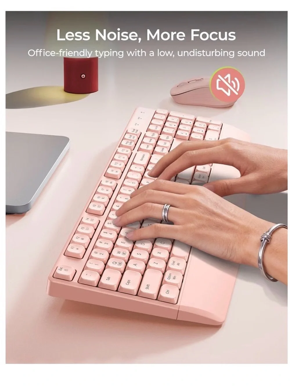 SEENDA Pink Wireless Keyboard & Mouse Set
